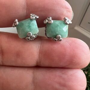 judith ripka sterling silver emerald Stud Earrings